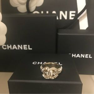 CHANEL RING - Strass Crystals Gold Metal 6.5